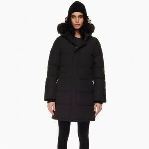 Aritzia TNA Powder Parka Mid Black 100% Down Winter Coat Puffer Jacket Small